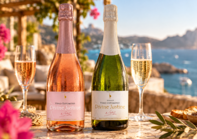 Divine Justine sparkling wine packaging