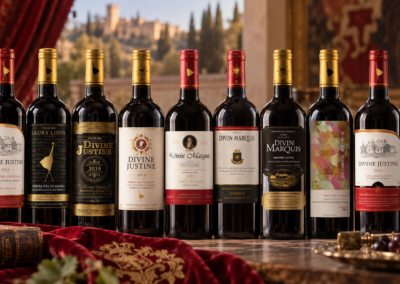 Divine Justine Spanish wine bottles