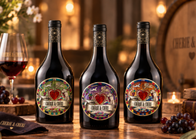 Chéri wine bottle and label design