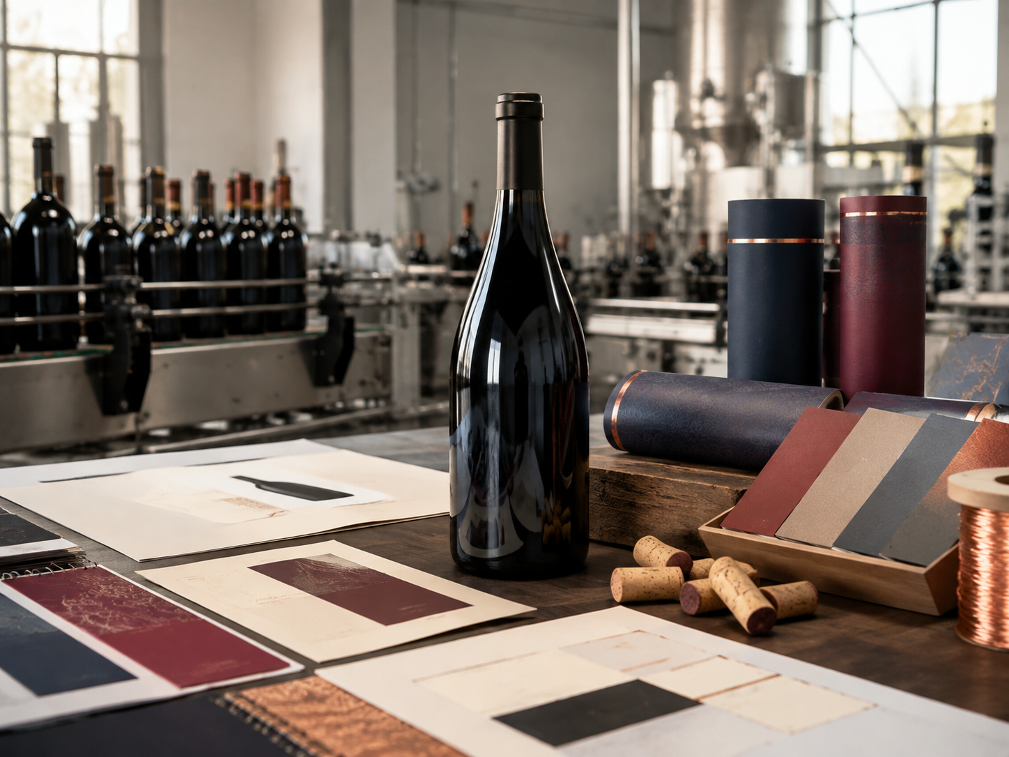 Wine packaging and label development illustrating integrated capabilities