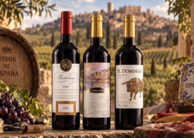 Spanish wine bottles and packaging