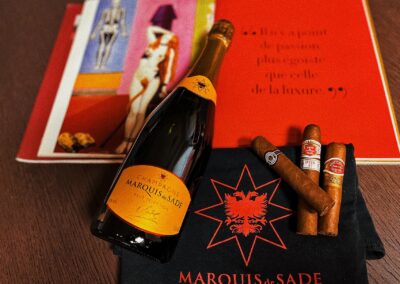 Marquis de Sade Champagne bottle and presentation